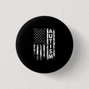 Autism T-Shirt American Flag Grunge Shirt USA 3 Cm Round Badge