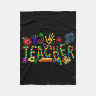 Autism Teacher Autism Awareness Coquette Autism Fleece Blanket