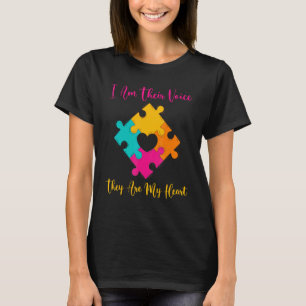 Autism Teacher I Am Their Voice They Are My Heart T-Shirt