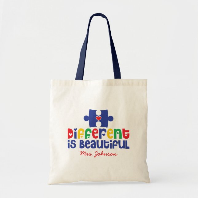 Autism Teacher Inspirational Quote Tote Bag (Front)
