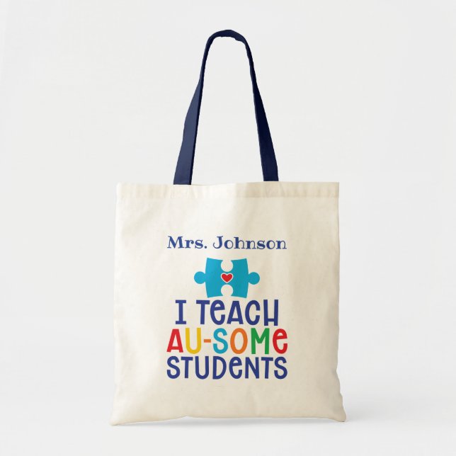 Autism Teacher Personalised Tote Bag (Front)