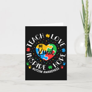 Autism Teacher Shirts Women Teach Love Inspire Awa Card