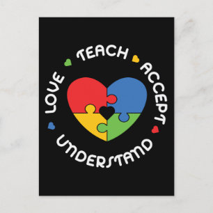 Autism Teacher Teach Accept Understand Love Postcard