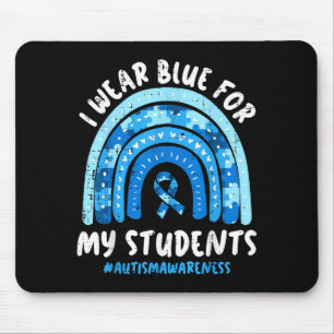 Autism teacher wear blue for students asd awarenes mouse mat