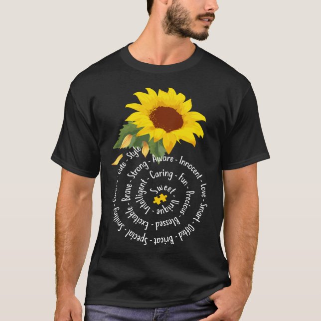 Autism Things Sunflower Autism Awareness Women Gir T-Shirt (Front)