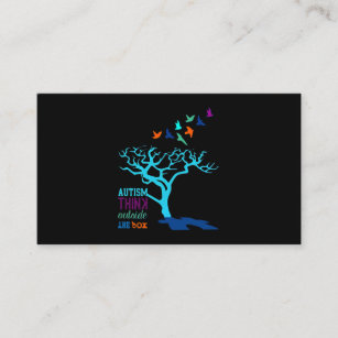 Autism Think Outside Box Autism Awareness Ribbon T Business Card