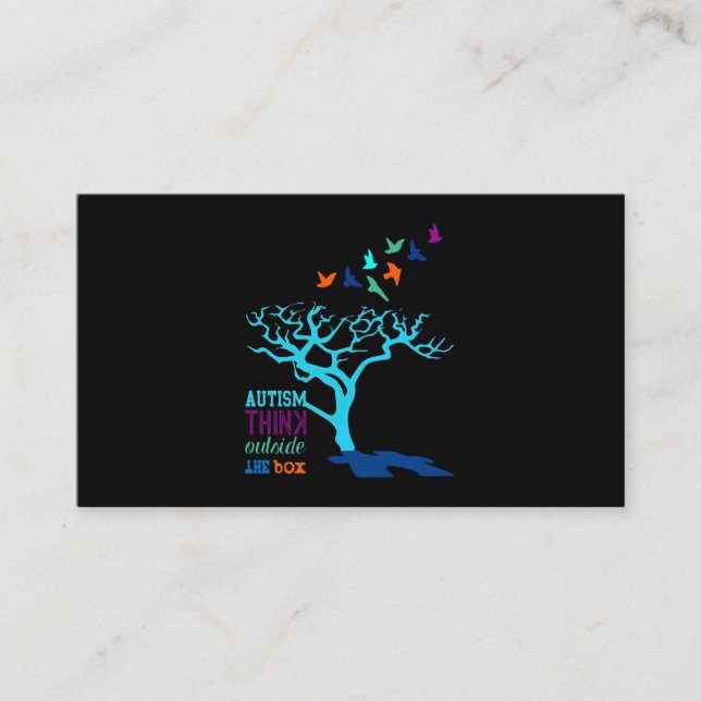 Autism Think Outside Box Autism Awareness Ribbon T Business Card (Front)