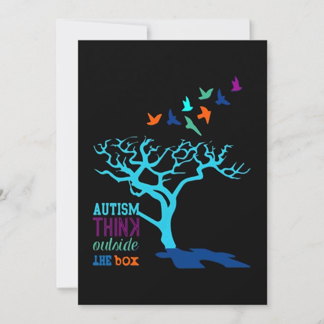 Autism Think Outside Box Autism Awareness Ribbon T Save The Date (Front)