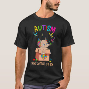 Autism Think Outside The Box Cute Elephant Autism  T-Shirt