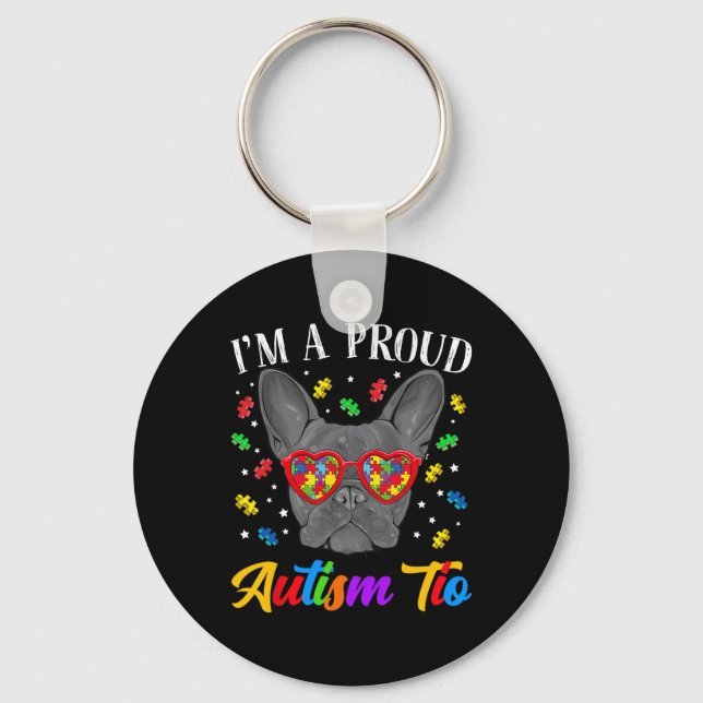 Autism Tio French Bulldog Dog Puzzle Gles  Key Ring (Front)