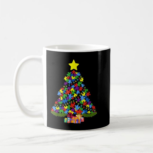 Autism Tree Christmas T  Autism Awareness s  Coffee Mug (Left)