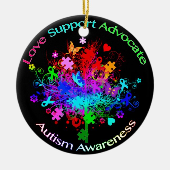Autism Tree in Spectrum Ceramic Tree Decoration (Front)