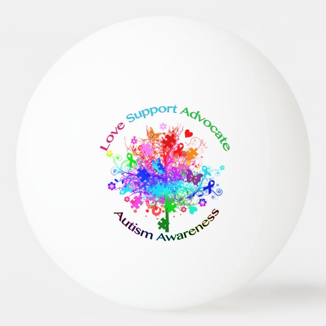 Autism Tree in Spectrum Ping Pong Ball (Front)