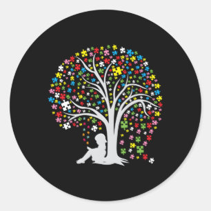 Autism Tree Puzzle Autism Awareness Classic Round Sticker
