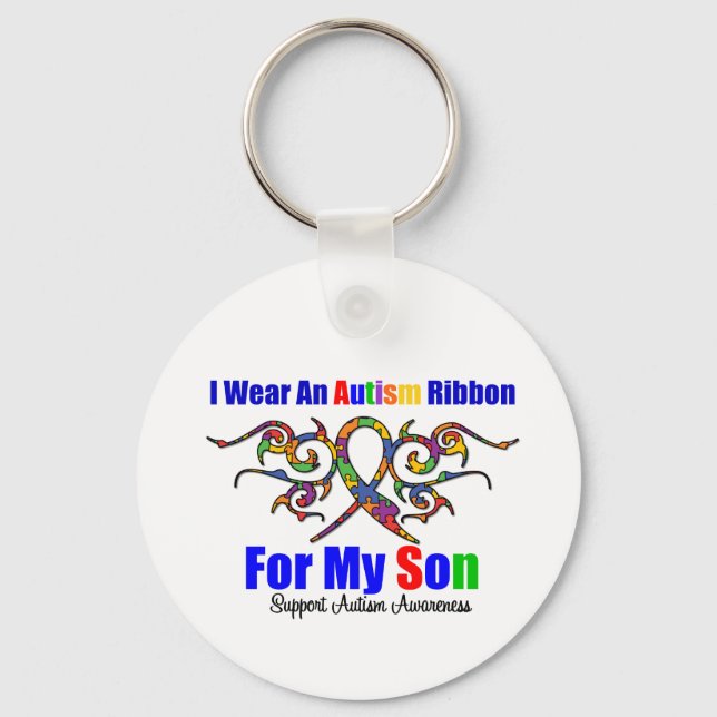 Autism Tribal Ribbon Son Key Ring (Front)