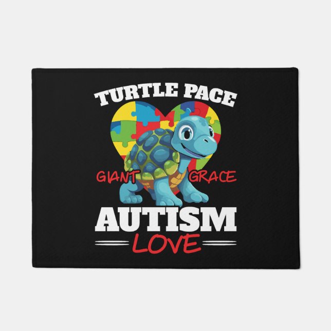 Autism Turtle Autistic Puzzle Autism Awareness  Doormat (Front)