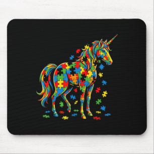 Autism unicorn colourful puzzle pieces for women mouse mat
