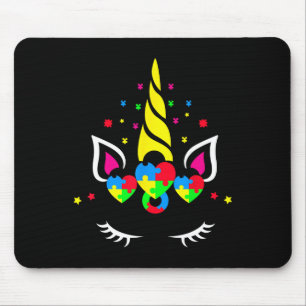 Autism Unicorn Puzzle Heart Cute Awareness Support Mouse Mat
