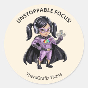 Autism Unstoppable Focus Superhero Reward Classic Round Sticker