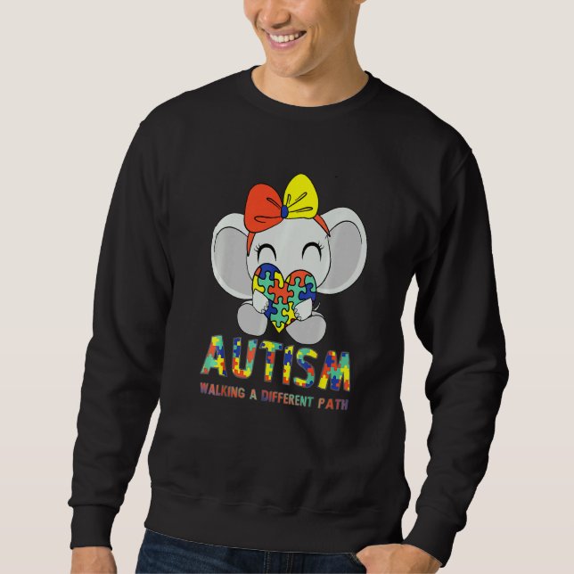 Autism Walking A Different Path Cute Elephant Auti Sweatshirt (Front)