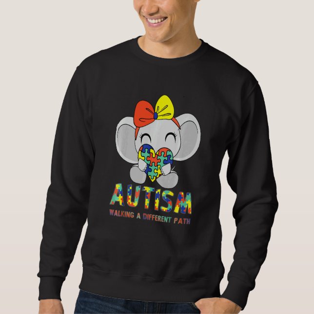 Autism Walking A Different Path Cute Elephant Auti Sweatshirt (Front)