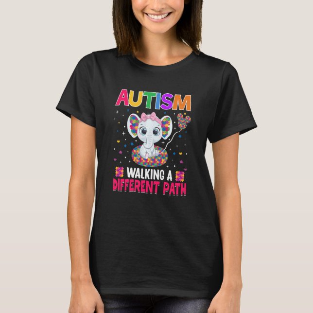 Autism Walking A Different Path Support Autism War T-Shirt (Front)