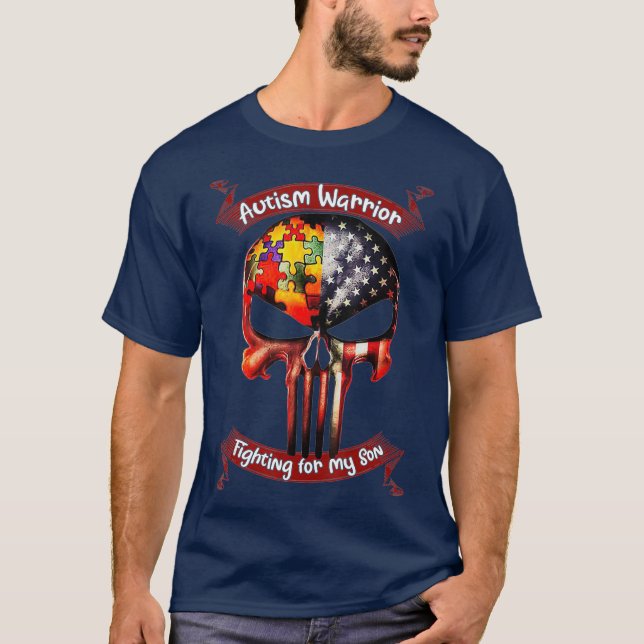 Autism Warrior Fighting For My Son Gifts For Mum T-Shirt (Front)