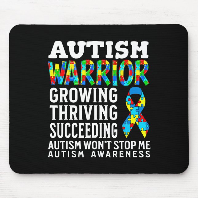 Autism Warrior Kids Puzzle Support Autism Awarenes Mouse Mat (Front)