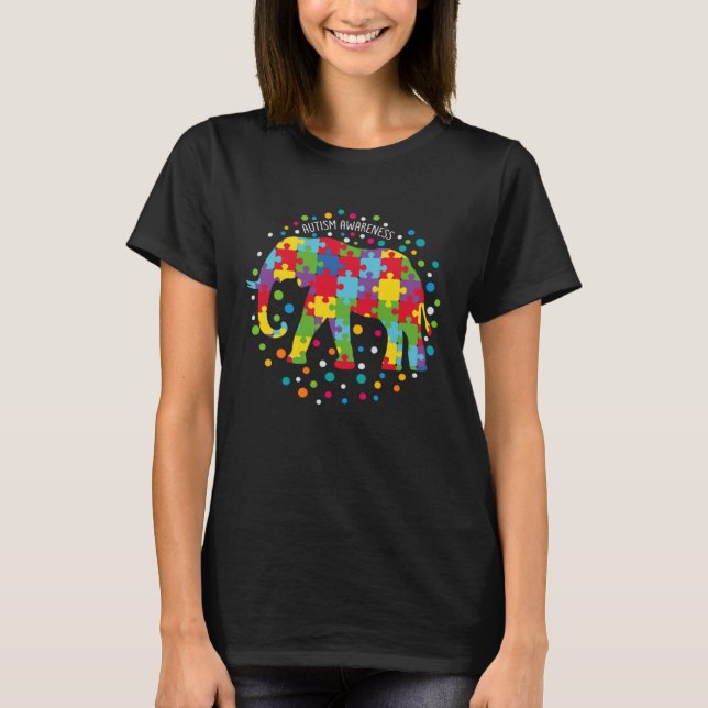 Autism  Women Men Elephant Support Autism Awarenes T-Shirt (Front)