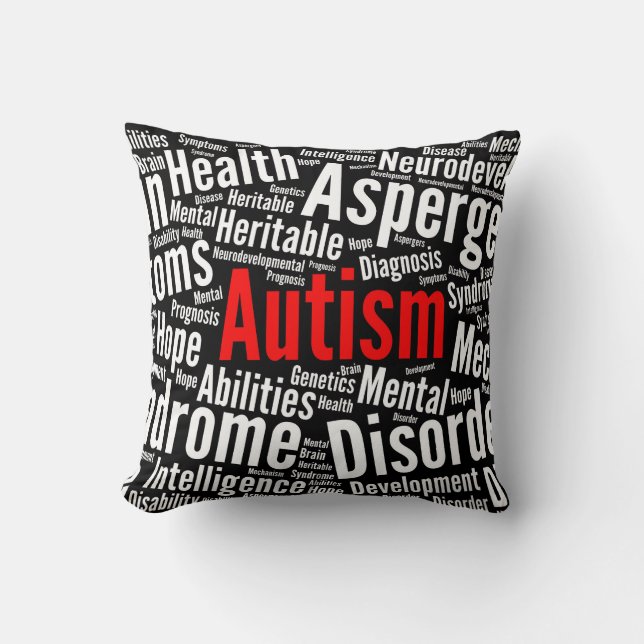 Autism Words Throw Pillow 16 (Front)