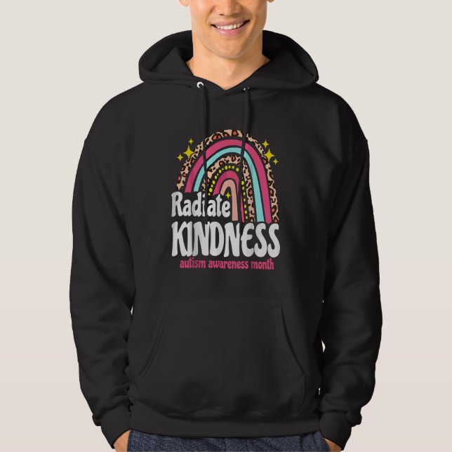 Autism World Awareness Leopard Rainbow Radiate Kin Hoodie (Front)
