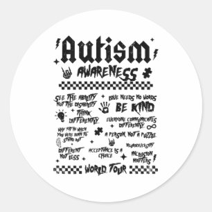 Autism World Tour Autism Awareness (on Back) Classic Round Sticker