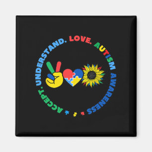 Autisme Kids Superheroes Sunflower Peace Hand Sign Magnet