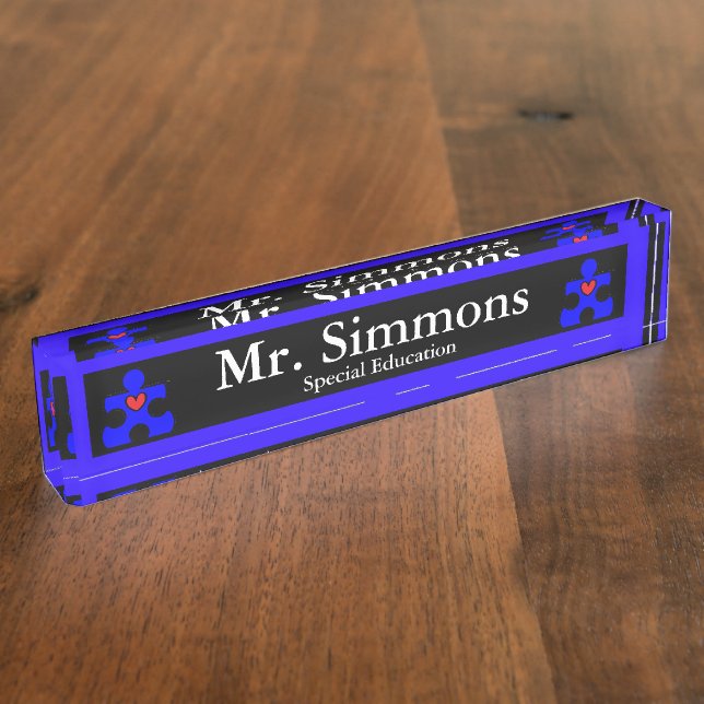 AutismPuzzlePiece.com original - Teacher Nameplate (Side)