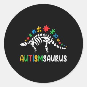 Autismsaurus Dinosaur Boys Kids Toddler Autism Awa Classic Round Sticker