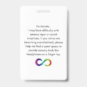 Autistic Accommodation Badge ID Badge