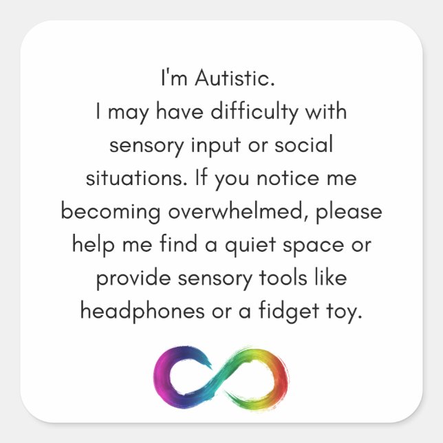 Autistic Accommodation Sticker (Front)