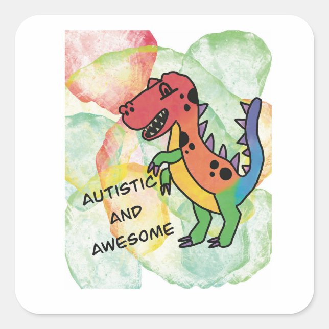 Autistic and Awesome Square Sticker (Front)