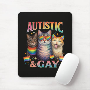 Autistic And Gay Funny Cat Mouse Mat