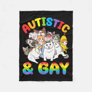Autistic And Gay Funny Crying Meme Cats Pride Awar Fleece Blanket