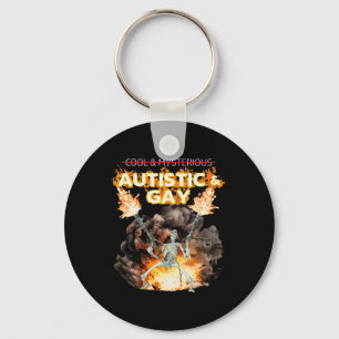 Autistic And Gay Skeleton Cursed Autism Meme  Key Ring