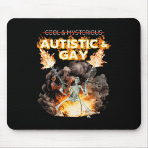 Autistic And Gay Skeleton Cursed Autism Meme  Mouse Mat