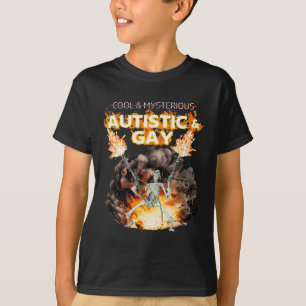 Autistic And Gay Skeleton Cursed Autism Meme  T-Shirt