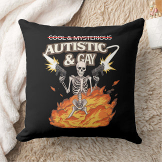 Autistic and Gay Skeleton Funny Autism Awareness Cushion