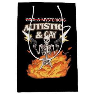 Autistic and Gay Skeleton Funny Autism Awareness Medium Gift Bag
