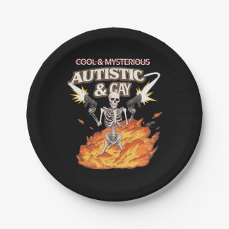 Autistic and Gay Skeleton Funny Autism Awareness Paper Plate