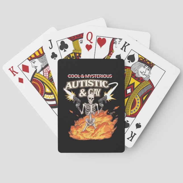 Autistic and Gay Skeleton Funny Autism Awareness Playing Cards (Back)