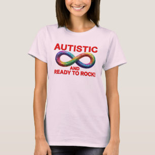 Autistic and Ready to Rock Colourful Infinity Symb T-Shirt