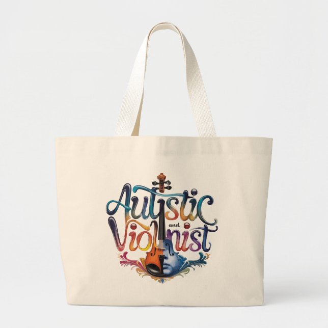 autistic and violinist large tote bag (Front)
