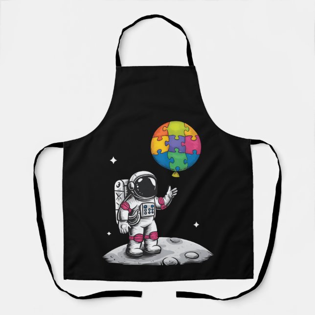 Autistic Astronaut Balloon Space Autism Awareness Apron (Front)